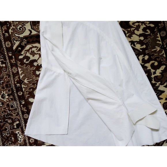 Marni White Cotton Laminate Contrast Draped Midi Skirt size IT 38 US 2 - Picture 5 of 9